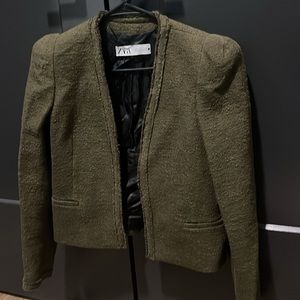 Zara tweed army green jacket